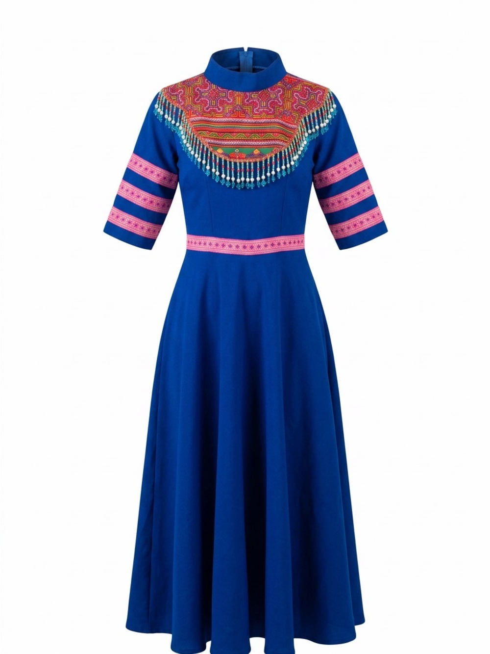 Hmong Chinese Embroidered Blue Dress